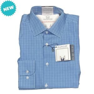 Collection by Michael Strahan Dress Shirt Small Blue Check Long Sleeve